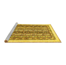 Sideview of Machine Washable Abstract Yellow Modern Rug, wshabs547yw
