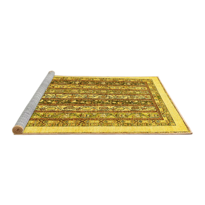 Sideview of Machine Washable Abstract Yellow Modern Rug, wshabs547yw