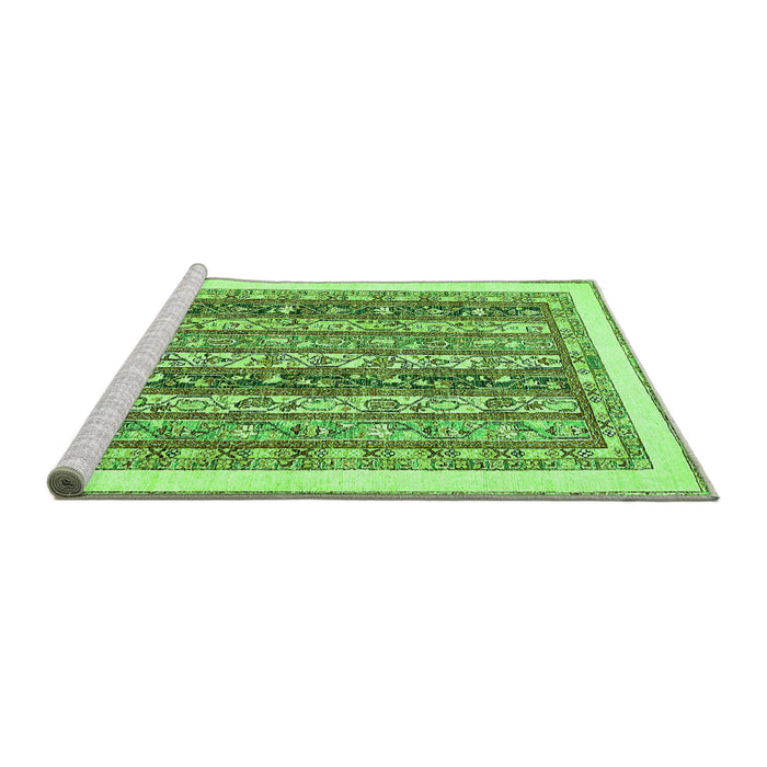 Sideview of Machine Washable Abstract Green Modern Area Rugs, wshabs547grn