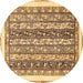 Round Abstract Brown Modern Rug, abs547brn