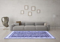 Machine Washable Abstract Blue Modern Rug, wshabs547blu