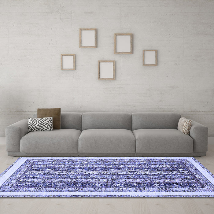 Machine Washable Abstract Blue Modern Rug in a Living Room, wshabs547blu