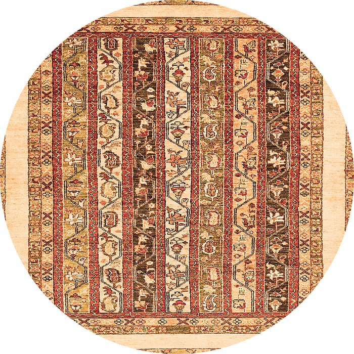 Round Machine Washable Abstract Orange Modern Area Rugs, wshabs547org