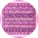 Round Machine Washable Abstract Pink Modern Rug, wshabs547pnk