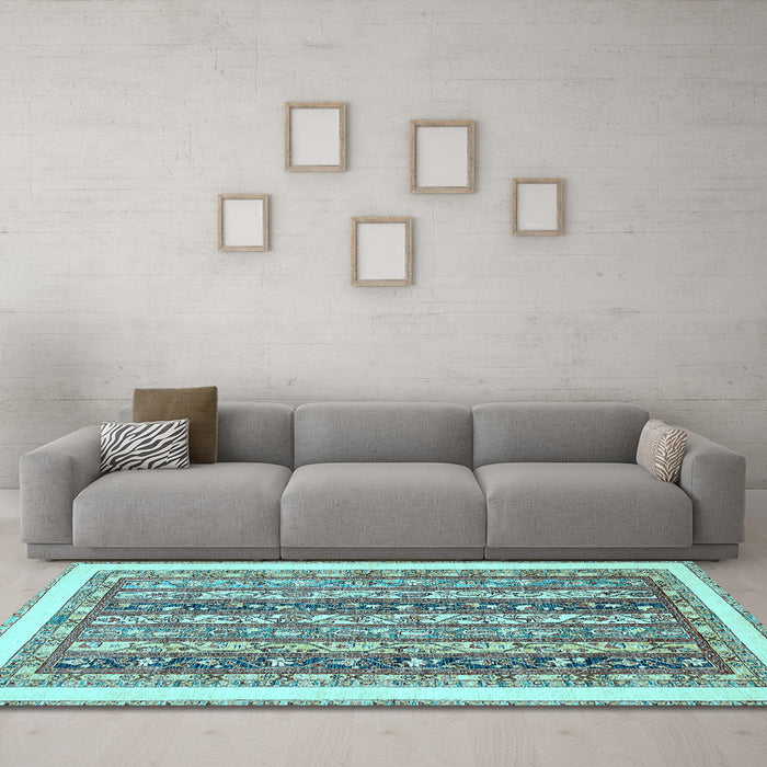 Machine Washable Abstract Light Blue Modern Rug in a Living Room, wshabs547lblu
