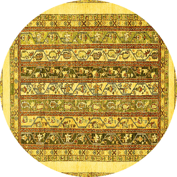Round Abstract Yellow Modern Rug, abs547yw