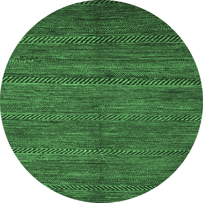Round Machine Washable Abstract Emerald Green Modern Area Rugs, wshabs5480emgrn