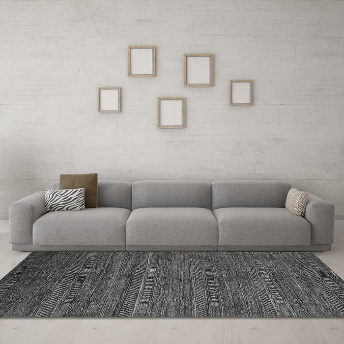 Machine Washable Abstract Gray Modern Rug in a Living Room,, wshabs5480gry