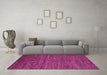 Machine Washable Abstract Pink Modern Rug in a Living Room, wshabs5480pnk