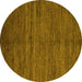 Round Abstract Yellow Modern Rug, abs5480yw