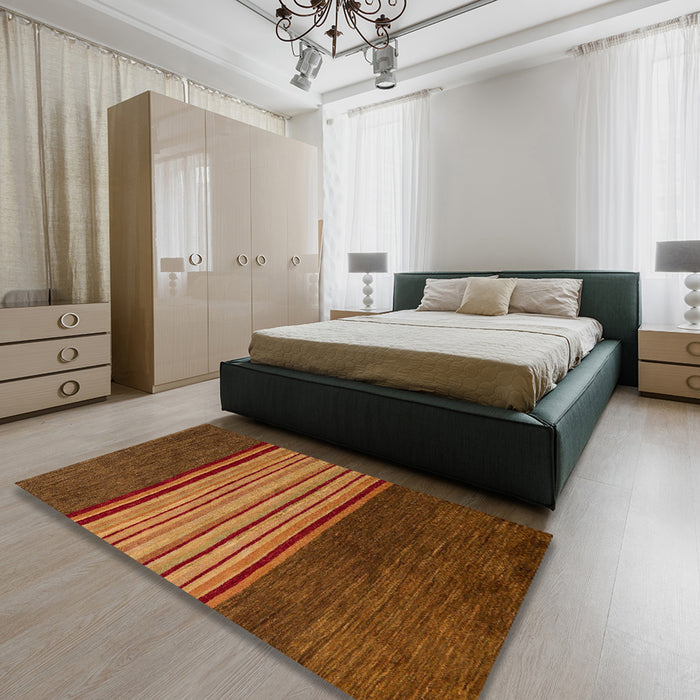 Machine Washable Abstract Sedona Brown Rug in a Bedroom, wshabs5481