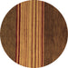 Round Abstract Brown Modern Rug, abs5481brn