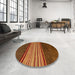 Round Machine Washable Abstract Sedona Brown Rug in a Office, wshabs5481