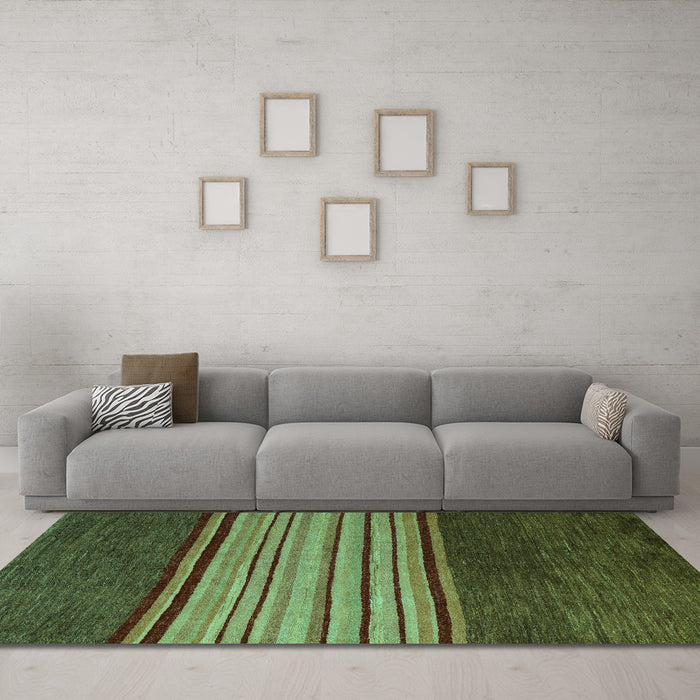 Machine Washable Abstract Turquoise Modern Area Rugs in a Living Room,, wshabs5481turq