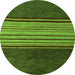 Round Machine Washable Abstract Green Modern Area Rugs, wshabs5481grn