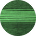 Round Abstract Emerald Green Modern Rug, abs5481emgrn