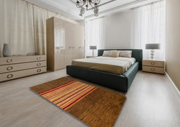 Abstract Sedona Brown Modern Rug in a Bedroom, abs5481