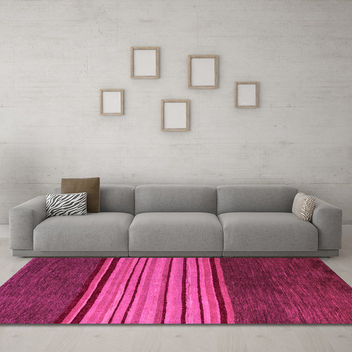 Machine Washable Abstract Pink Modern Rug in a Living Room, wshabs5481pnk