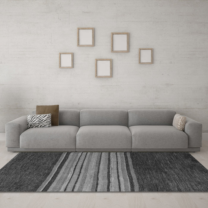 Machine Washable Abstract Gray Modern Rug in a Living Room,, wshabs5481gry