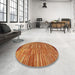 Round Abstract Orange Modern Rug in a Office, abs5482