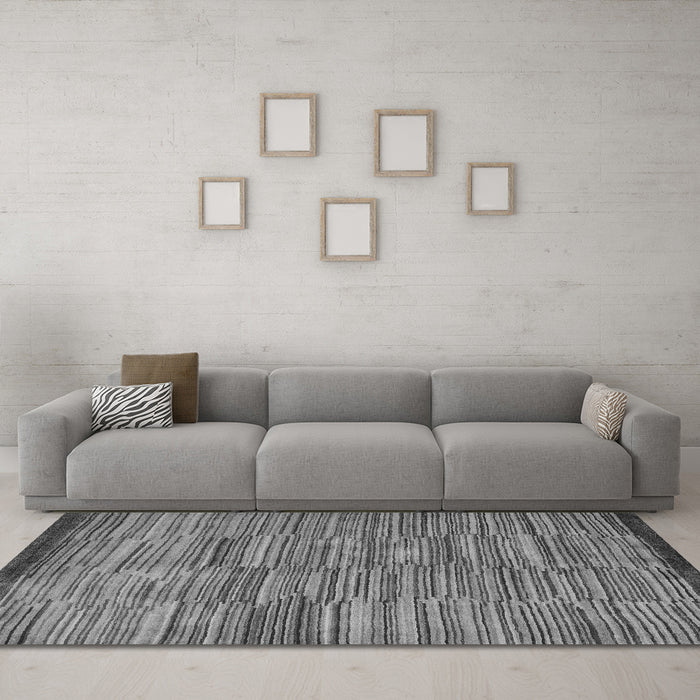 Machine Washable Abstract Gray Modern Rug in a Living Room,, wshabs5482gry