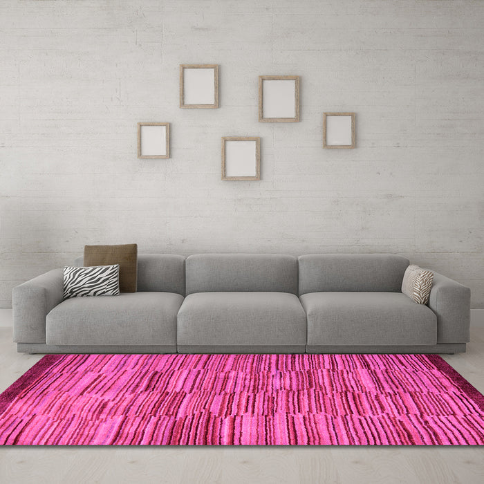 Machine Washable Abstract Pink Modern Rug in a Living Room, wshabs5482pnk