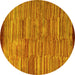 Round Abstract Yellow Modern Rug, abs5482yw