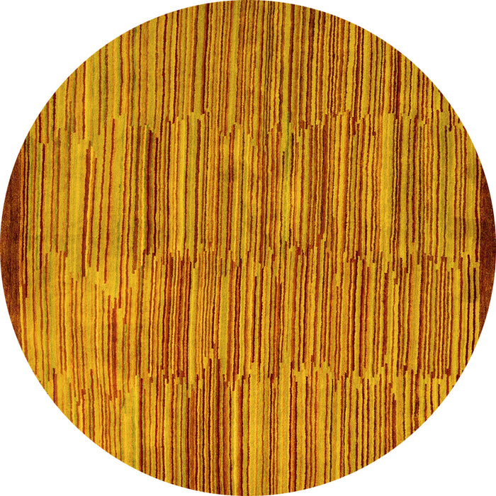 Round Machine Washable Abstract Yellow Modern Rug, wshabs5482yw