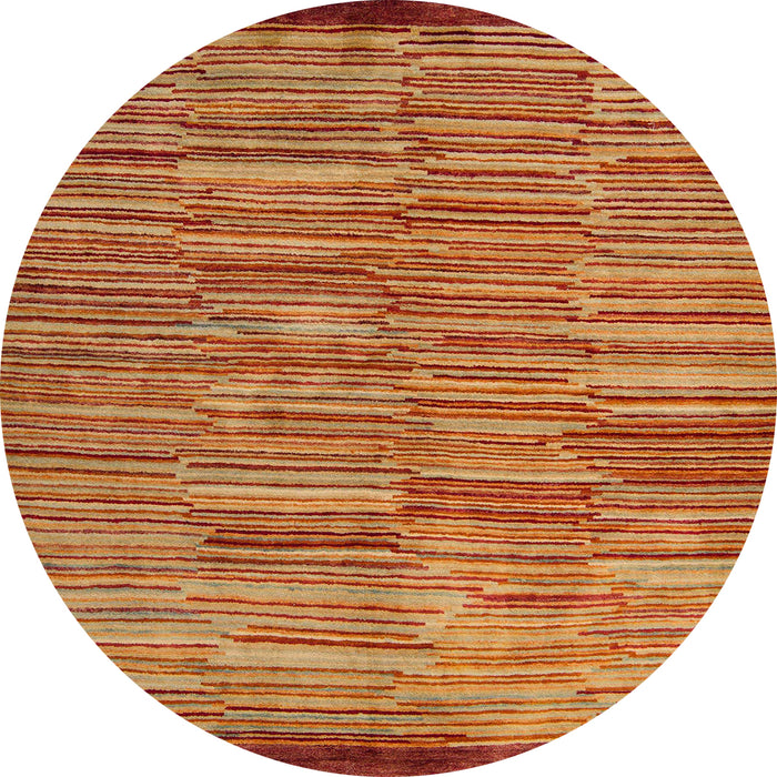 Round Machine Washable Abstract Orange Rug, wshabs5482