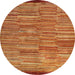 Round Machine Washable Abstract Orange Rug, wshabs5482