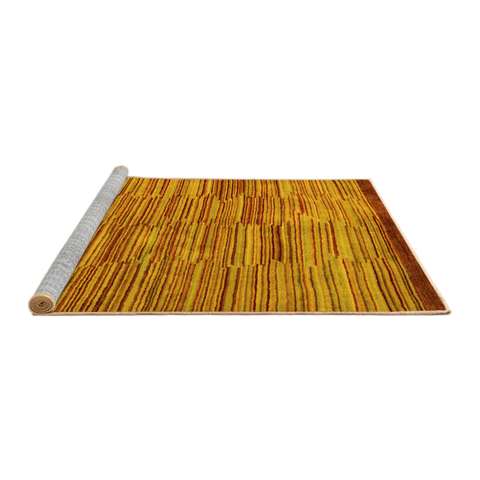 Sideview of Machine Washable Abstract Yellow Modern Rug, wshabs5482yw