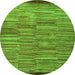 Round Machine Washable Abstract Green Modern Area Rugs, wshabs5482grn