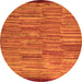 Round Machine Washable Abstract Orange Modern Area Rugs, wshabs5482org