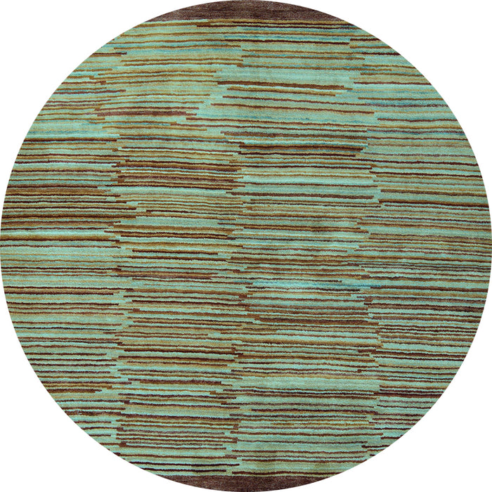 Round Abstract Light Blue Modern Rug, abs5482lblu