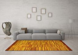 Machine Washable Abstract Yellow Modern Rug in a Living Room, wshabs5482yw