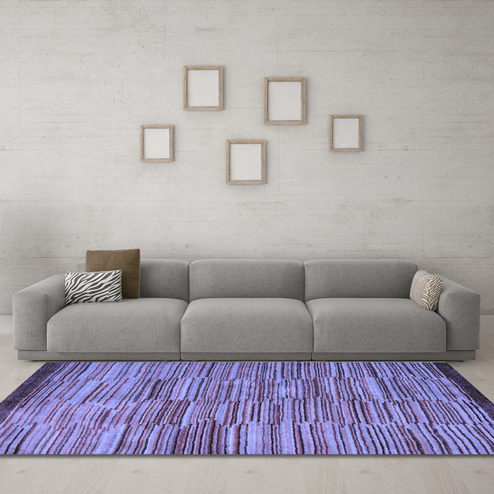 Machine Washable Abstract Blue Modern Rug in a Living Room, wshabs5482blu