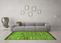 Machine Washable Abstract Green Modern Rug, wshabs5482grn