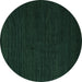 Round Abstract Turquoise Modern Rug, abs5483turq