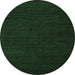 Round Machine Washable Abstract Emerald Green Modern Area Rugs, wshabs5483emgrn