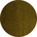 Round Abstract Yellow Modern Rug, abs5484yw