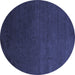 Round Machine Washable Abstract Blue Modern Rug, wshabs5484blu