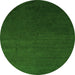 Round Machine Washable Abstract Green Modern Area Rugs, wshabs5484grn