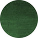 Round Abstract Emerald Green Modern Rug, abs5484emgrn