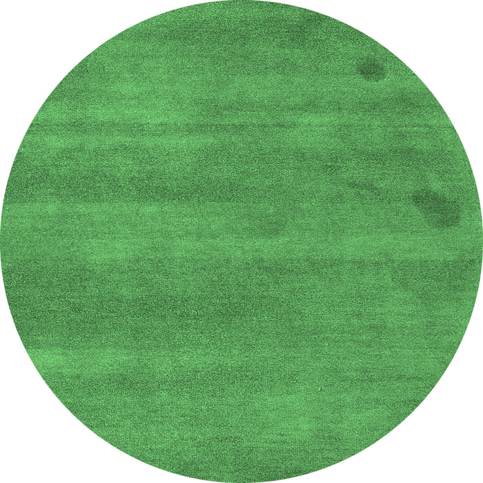 Round Machine Washable Abstract Emerald Green Modern Area Rugs, wshabs5485emgrn