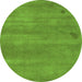 Round Abstract Green Modern Rug, abs5485grn