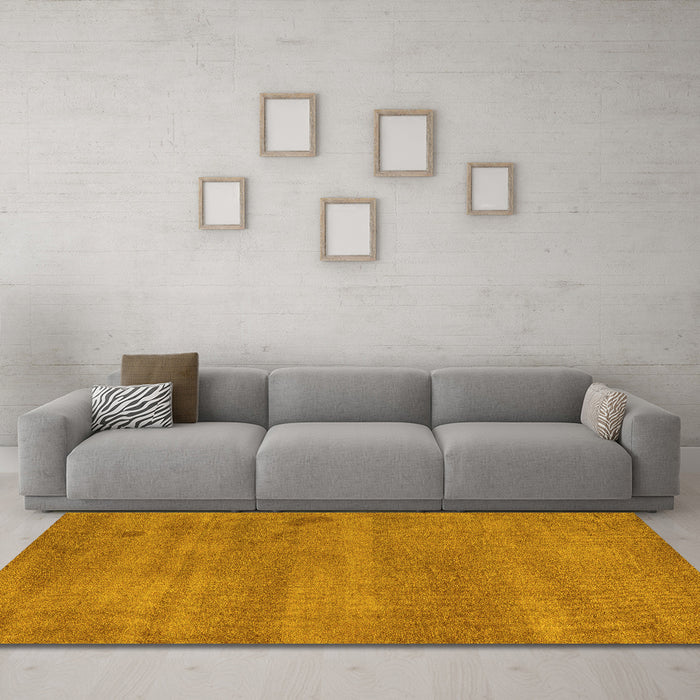 Machine Washable Abstract Yellow Modern Rug in a Living Room, wshabs5485yw