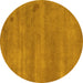 Round Abstract Yellow Modern Rug, abs5485yw