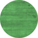 Round Abstract Emerald Green Modern Rug, abs5485emgrn
