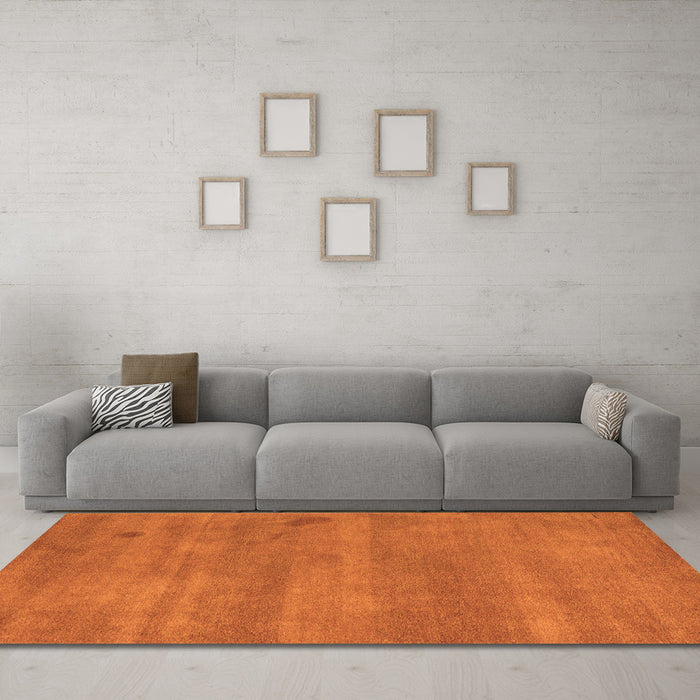 Machine Washable Abstract Orange Modern Area Rugs in a Living Room, wshabs5485org