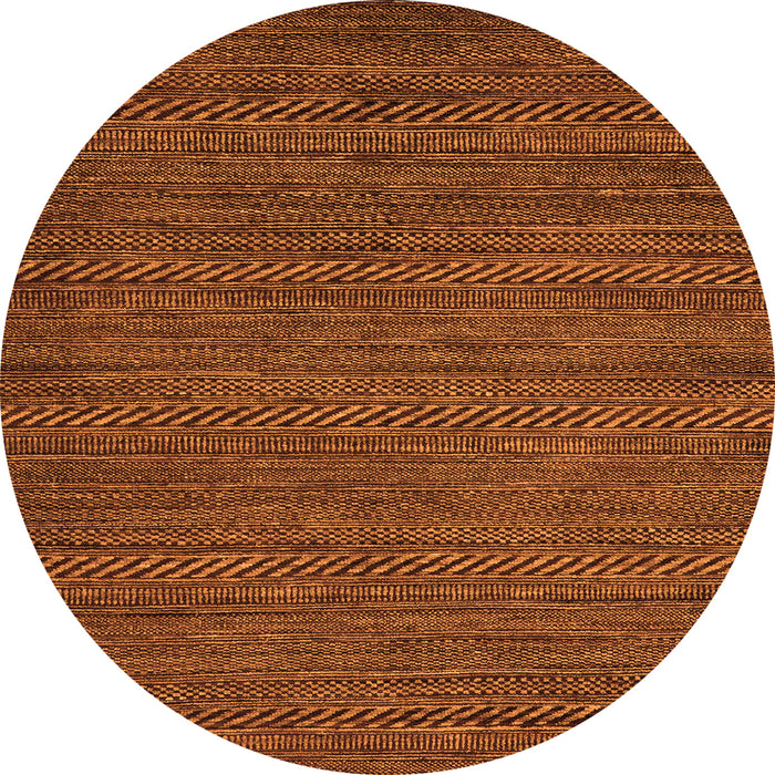 Round Machine Washable Abstract Orange Modern Area Rugs, wshabs5486org